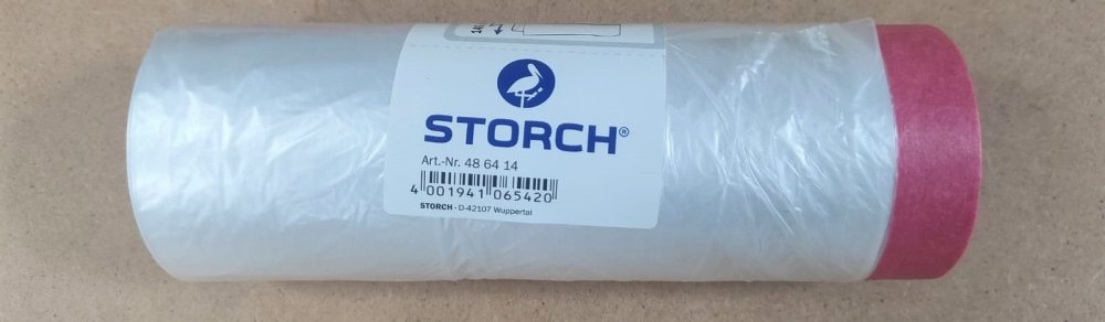 STORCH Укрывная плёнка с клейкой красной лентой, УФ- устойчивость 180 дней 140см х 33м 