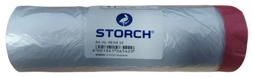 STORCH Укрывная плёнка с клейкой красной лентой, УФ- устойчивость 180 дней 140см х 33м 