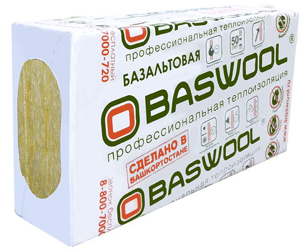 Утеплитель минвата Baswool Вент 80 (1200*600*100, 1200*600*50)